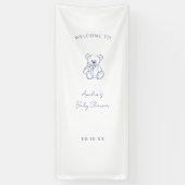 Teddy Bear hand drawn Boy baby shower Banner (Vertikal)