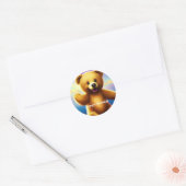 Teddy Bear Happy Birthday Classic Round Sticker (Umschlag)