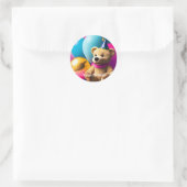 Teddy Bear Happy Birthday Classic Round Sticker (Tasche)