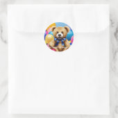 Teddy Bear Happy Birthday Classic Round Sticker (Tasche)