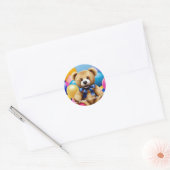 Teddy Bear Happy Birthday Classic Round Sticker (Umschlag)