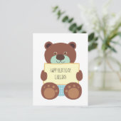 Teddy Bear Happy Birthday Postkarte (Stehend Vorderseite)