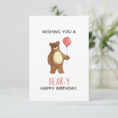 Teddy Bear Happy Birthday Red Balloon Flat Card (Stehend Vorderseite)