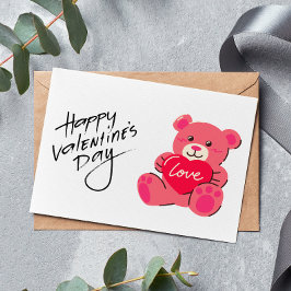Teddy Bear Happy Valentine's Day Card Dankeskarte