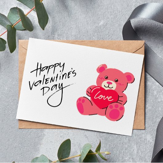 Teddy Bear Happy Valentine's Day Card Dankeskarte