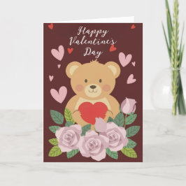 Teddy Bear Happy Valentine's Day Holiday Card Feiertagskarte