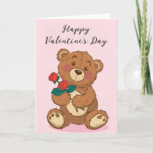 Teddy Bear Happy Valentine's Day Holiday Card