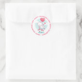 Teddy Bear Heart Balloons Personalisiert Valentine Runder Aufkleber (Tasche)