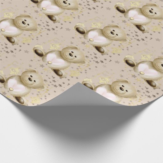 Teddy Bear & Heart Geschenkpapier (Ecke)
