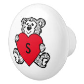 Teddy Bear Heart Initial Keramikknauf (Rechts)