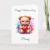 Teddy Bear & Heart Personalisiertes Foto Valentine Karte (Vorderseite)