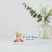 Teddy Bear & Hearts Business Card Visitenkarte (Stehend Vorderseite)