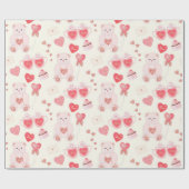Teddy Bear Hearts Wrapping Paper Geschenkpapier (Flach)