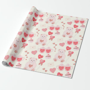 Teddy Bear Hearts Wrapping Paper Geschenkpapier