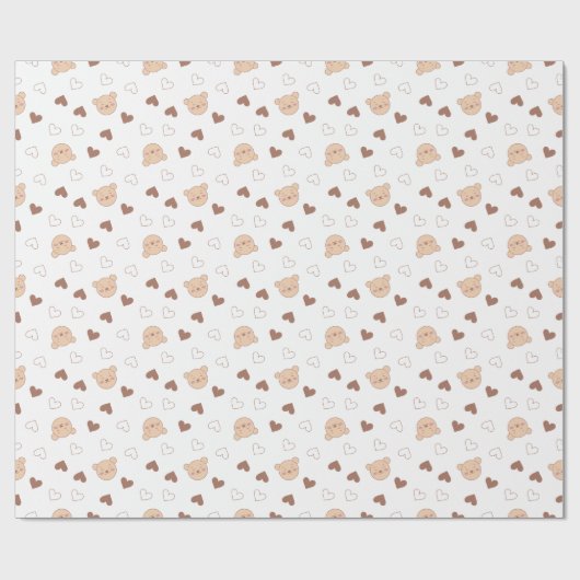 Teddy Bear Hearts Wrapping Paper Geschenkpapier (Flach)
