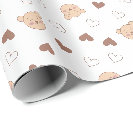 Teddy Bear Hearts Wrapping Paper Geschenkpapier (Rolleneckpunkt)