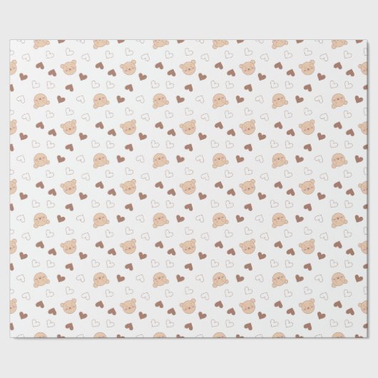 Teddy Bear Hearts Wrapping Paper Geschenkpapier (Saum)
