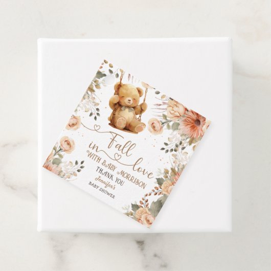 Teddy Bear Herbst Babydusche fällt in Liebe Geschenkanhänger (Beispiel)