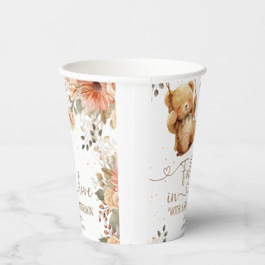 Teddy Bear Herbst Babydusche fällt in Liebe Papier Pappbecher (Rechts)