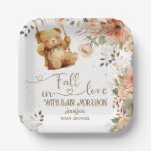 Teddy Bear Herbst Babydusche fällt in Liebe Pappteller (Vorderseite)