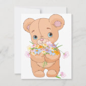 Teddy Bear Holding a Bouquet Einladungen (Vorderseite)