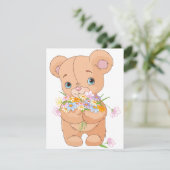 Teddy Bear Holding a Bouquet Einladungen (Stehend Vorderseite)