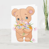 Teddy Bear Holding a Bouquet Grußkarten Karte (Vorderseite)