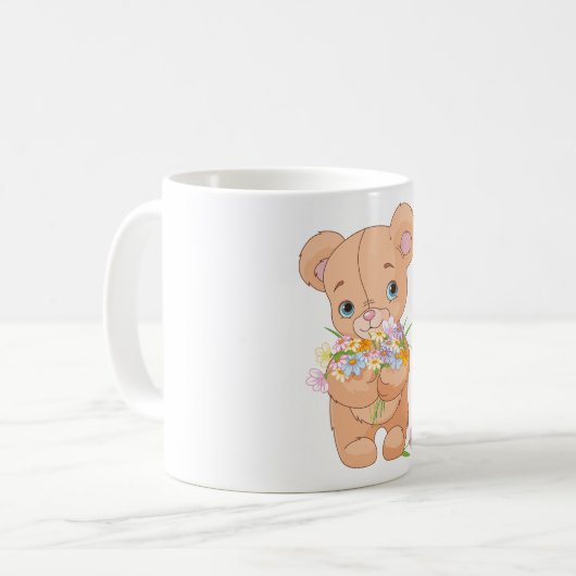 Teddy Bear Holding a Bouquet Tasse (Vorderseite Links)