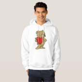 Teddy Bear Holding a Red Heart Mens Hoodie (Vorne ganz)