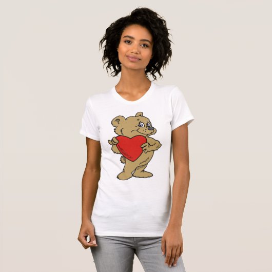 Teddy Bear Holding a Red Heart Womens T - Shirt (Vorne ganz)