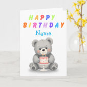 Teddy Bear Holding Birthday Cake Birthday Card Karte (Gelbe Blume)