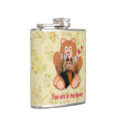 Teddy Bear Holding Heart Foto Valentinstag Flachmann (Rechts)