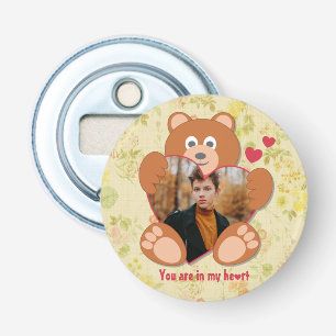 Teddy Bear Holding Heart Foto Valentinstag Flaschenöffner