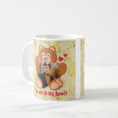 Teddy Bear Holding Heart Foto Valentinstag Kaffeetasse (Vorderseite Links)