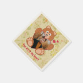 Teddy Bear Holding Heart Foto Valentinstag Serviette (Ecke)