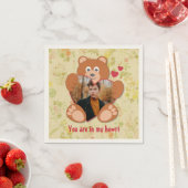 Teddy Bear Holding Heart Foto Valentinstag Serviette (Beispiel)
