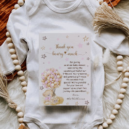 Teddy Bear Holding Pink Balloons Babydusche Dankeskarte