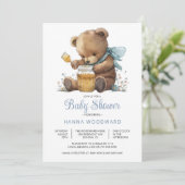 Teddy Bear Honey Pot Boy Baby Dusche Einladung (Stehend Vorderseite)