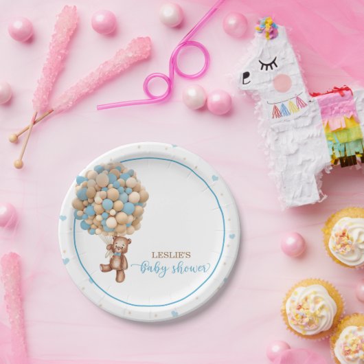 Teddy Bear Hot Air Ballon Babydusche Custom Pappteller (Party)