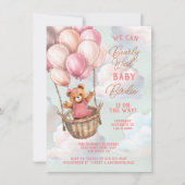 Teddy Bear Hot Air Ballon Babydusche Einladung (Vorderseite)