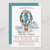 Teddy Bear Hot Air Ballon Babydusche Einladung (Vorne/Hinten)