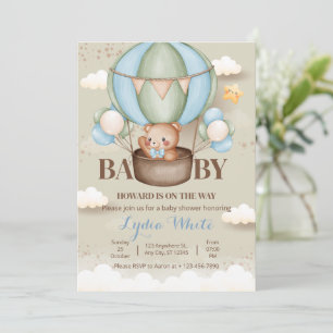 Teddy Bear Hot Air Ballon Babydusche Oh Baby Einladung