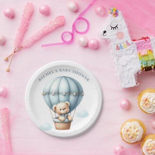 Teddy Bear Hot Air Ballon Babydusche Papierplatte Pappteller (Party)