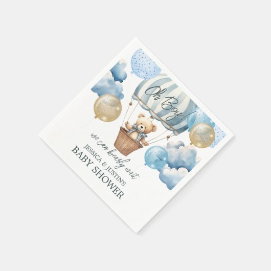 Teddy Bear Hot Air Ballon Babydusche Serviette (Ecke)