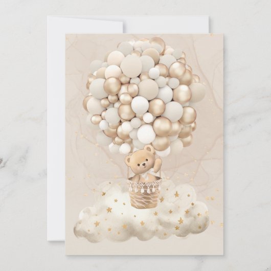 Teddy Bear Hot Air Ballon Babydusche White Tan Einladung