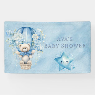 Teddy Bear Hot Air Ballon Boy Baby Dusche Banner