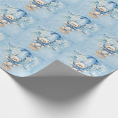 Teddy Bear Hot Air Ballon Boy Baby Dusche Geschenkpapier (Ecke)