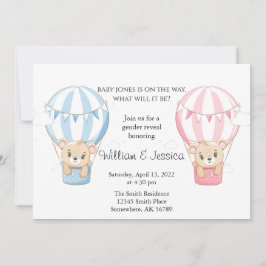 Teddy Bear Hot Air Ballon Gender Reveal Einladung
