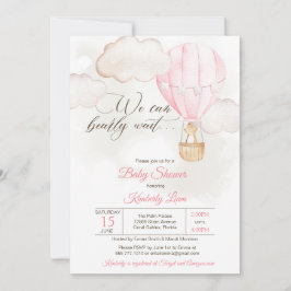 Teddy Bear Hot Air Ballon Girl Baby Dusche Einladung