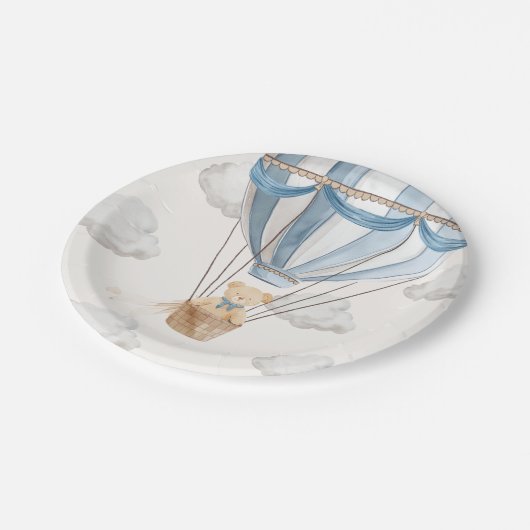 Teddy Bear Hot Air Ballon Pappteller (Schrägansicht)